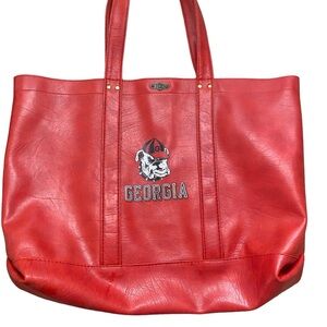 GEORGIA DAWGS BAG, red vinyl, gently used see pics! VINTAGE